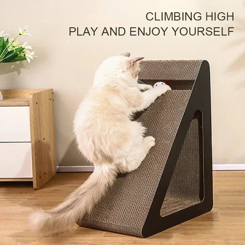 2 in 1 Cat Scratcher Cardboard Triangles Shaped Cat Scratching Board With Ball Wear-resistant Cat Clawing Board For Indoor Cat