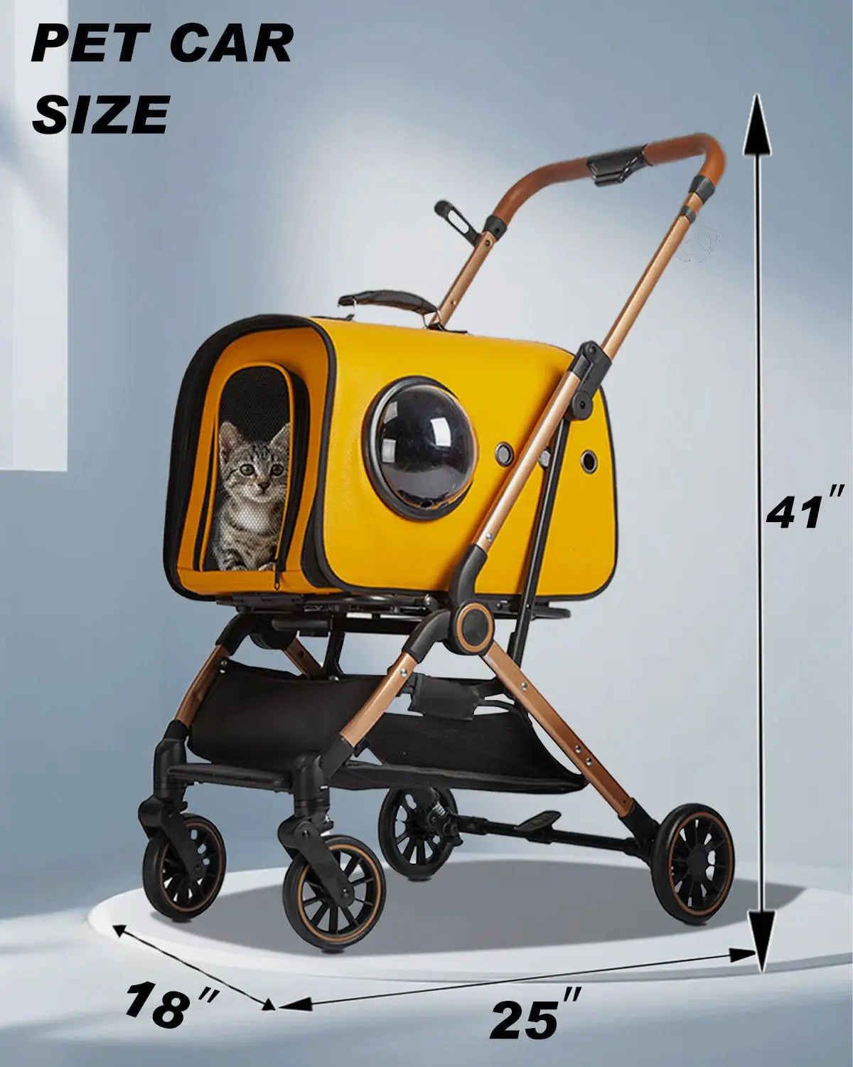 3 In 1 Folding Dog & Cat Stroller, Pet Folding Stroller, Dog/Cat Strollers With Detachable Carrier For Small/Medium Pet,