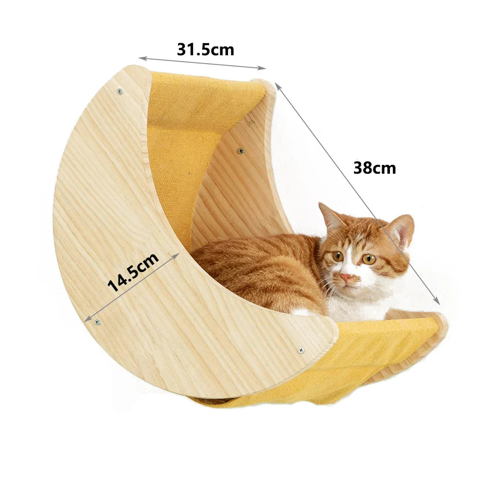 Cat Shelves and Perches for Wall Cats Moon Hammock Wall Mounted Climbing Shelf with Sisal Scratching and Step Bed Furniture