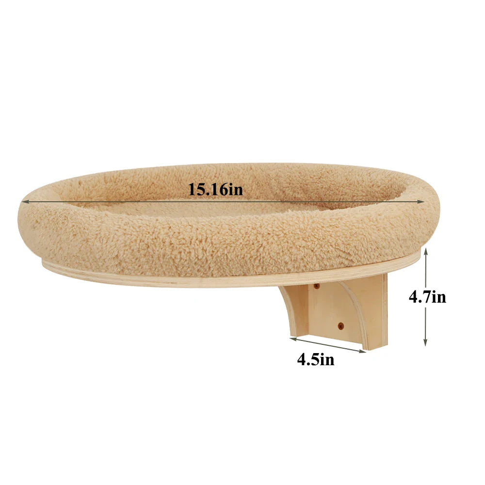 Cat Wall Mounted Solid Wooden Furniture Climbing Ladder and Cat Hammock with Scratching Post for Activity Indoor Cats Perches