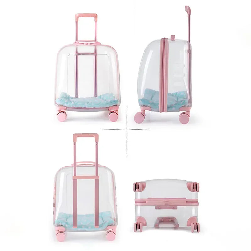 Cats Carrier Pet Backpacks PC Material Travel Stroller Bags Pet Shop Transparent Transportation Products on Wheels Accessories