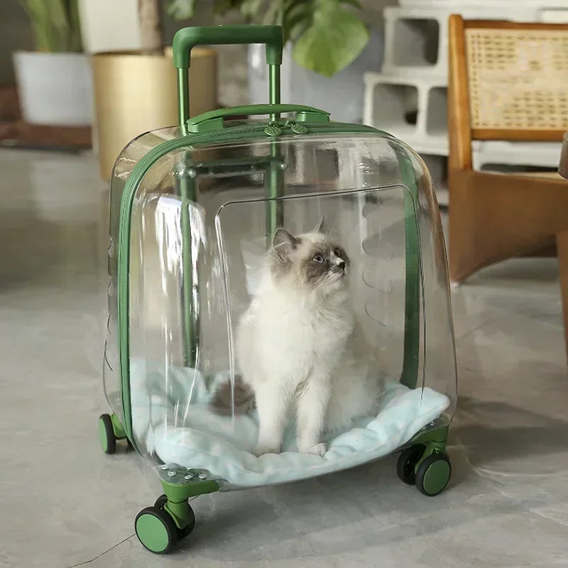 Cats Carrier Pet Backpacks PC Material Travel Stroller Bags Pet Shop Transparent Transportation Products on Wheels Accessories