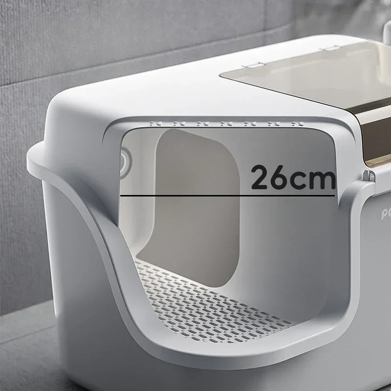 Corridor Style Cat Litter Box Large Enclosed Tray Anti-Splash Sandbox Odor-Control Pet Litter Box Spacious Basin for Cats