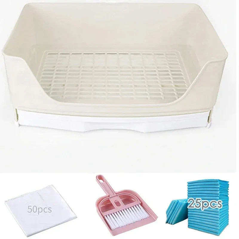 Extra Large Rabbit Litter Box Bunny Toilet with Drawer 50 Pet Toilet Film 25 Toilet Training Pad Cleaning Set Small Pet Box Pan