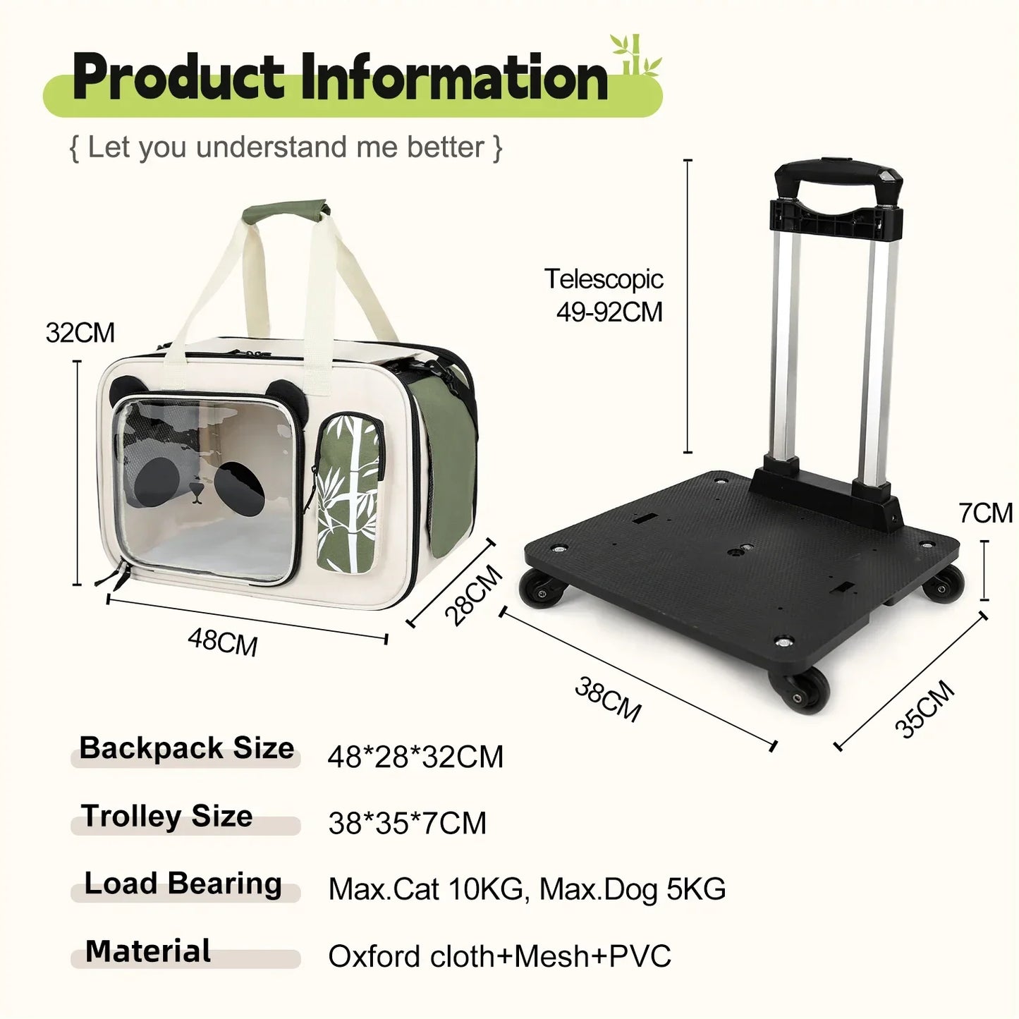 Foldable Pet Dog Cat Trolley Stroller with 4 Universal Wheels Animal Travel Shoulder Carrier House Suitcase for Small Pets