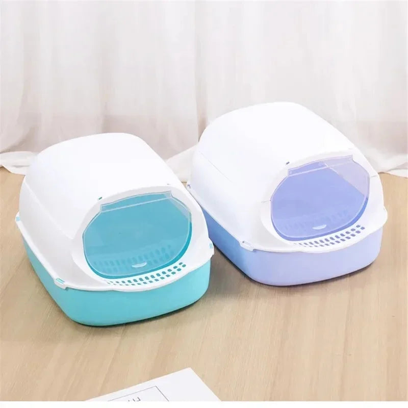 Kitty Sandbox Cat Litter Box Semi-enclosed Splashproof Cat Tray Cat Toilet Cleaning Basin Supplies Pet Toilet Kitten Tray Bedpan