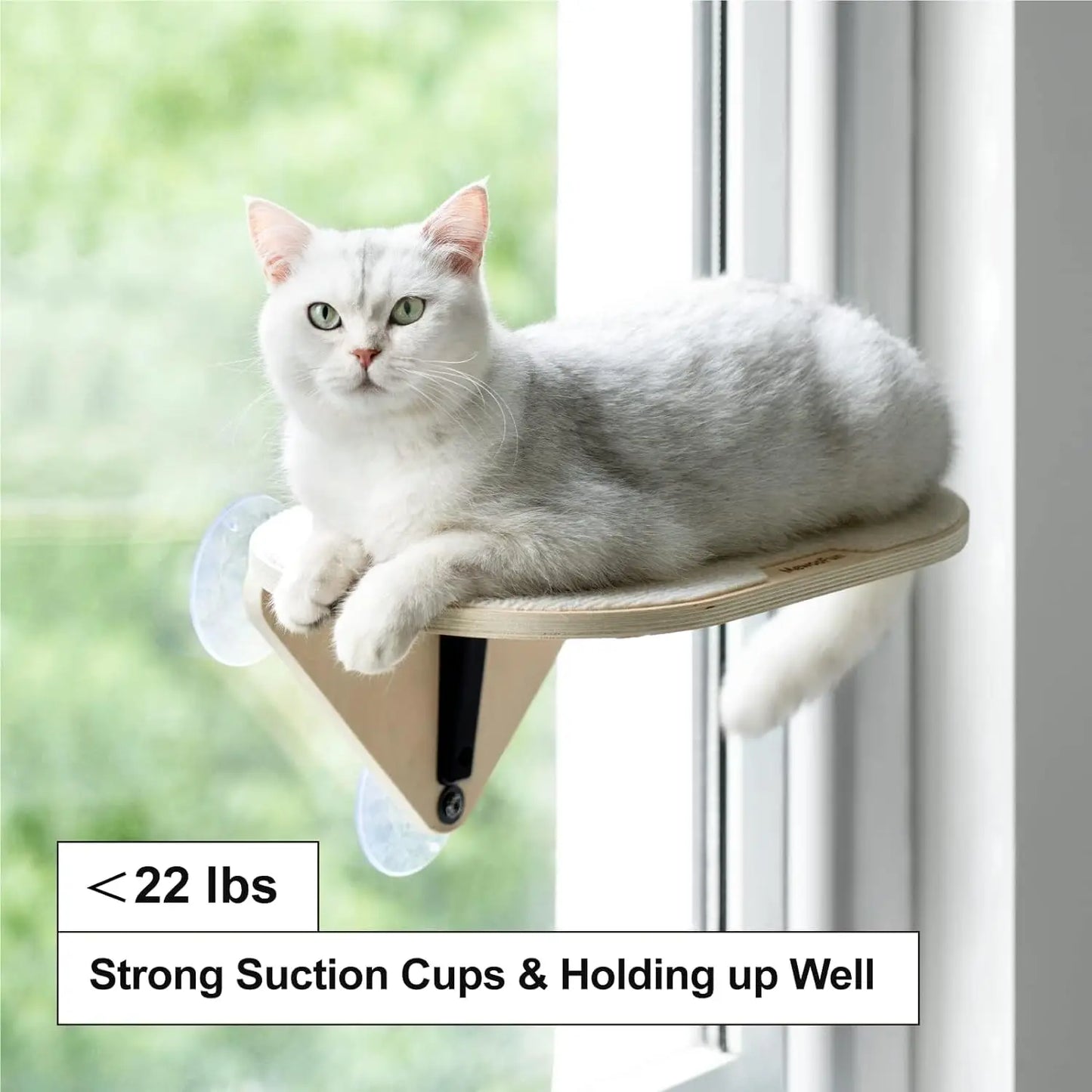 Mewoofun Cat Window Perch Hammock with Climbing Steps and Scratching Post Wooden Window Mounted Cat Bed for Indoor Cats