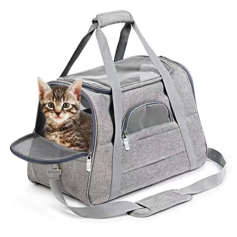 Pet Carrier Portable Cat And Dog Outgoing Bag Breathable Pet Car Carrying Bag Airline Approved Transport for Dogs Cats Outgoing