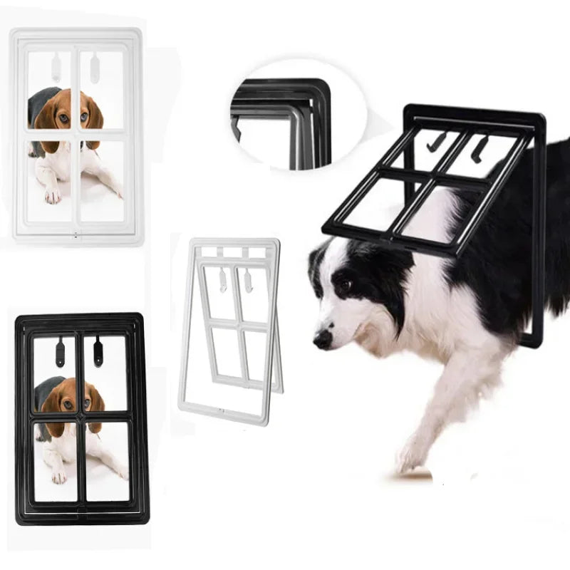 Pet Screen Door Home Lockable Cat Screen Door Plastic Pet Dog Door for Mosquito Proof Screen Window Security Flap Gate Dog Fence