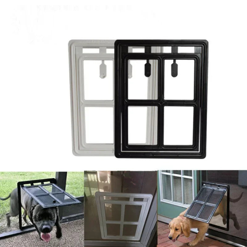 Pet Screen Door Home Lockable Cat Screen Door Plastic Pet Dog Door for Mosquito Proof Screen Window Security Flap Gate Dog Fence