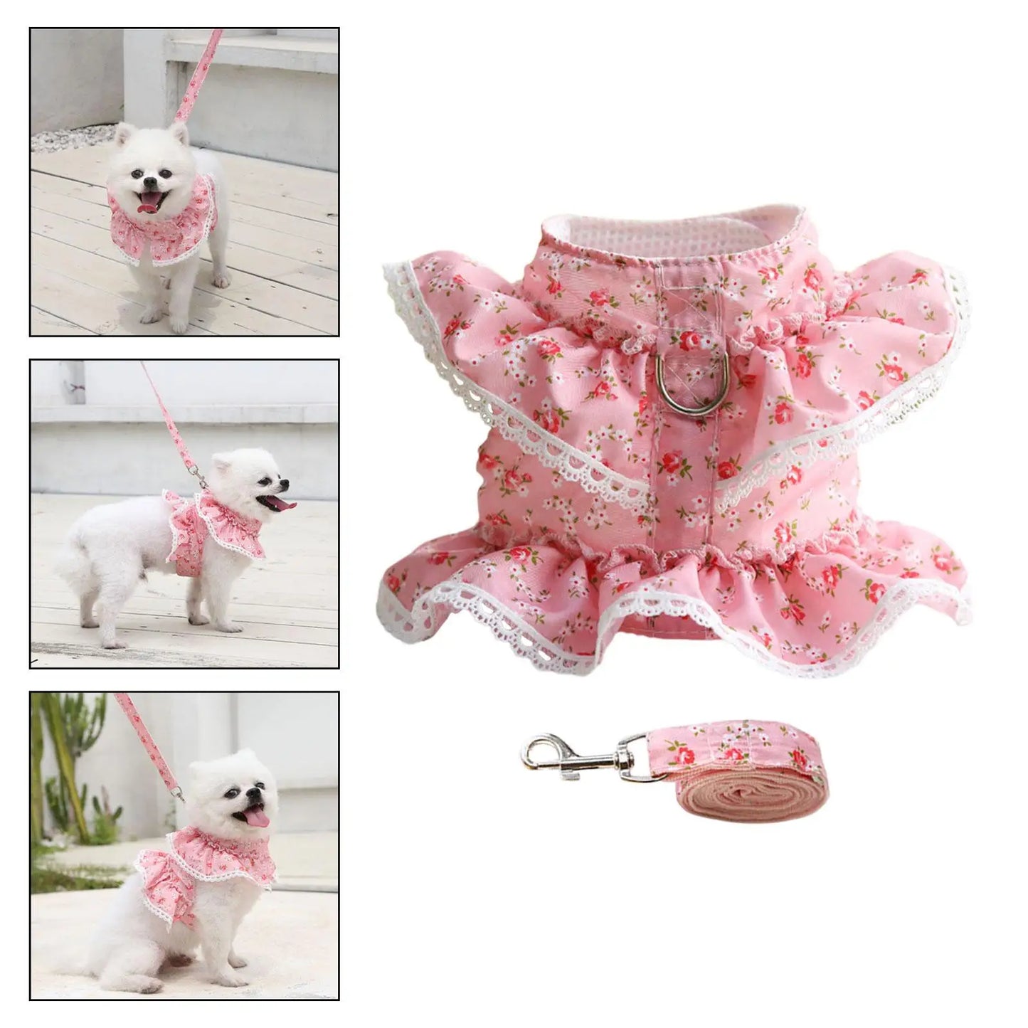 Floral Dog Harness Leash Set Dog Vest Harness for Pet Supplies Puppy Kittens