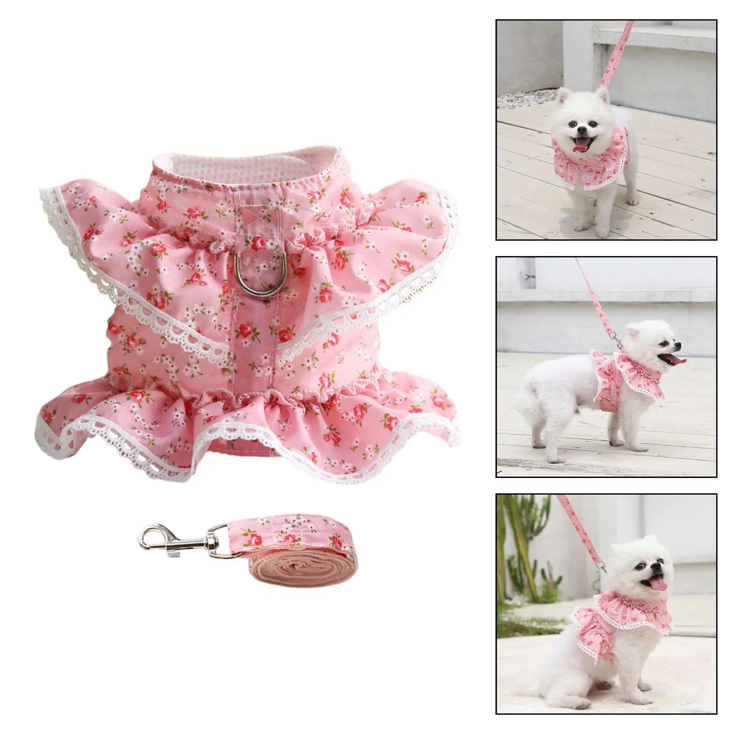 Floral Dog Harness Leash Set Dog Vest Harness for Pet Supplies Puppy Kittens