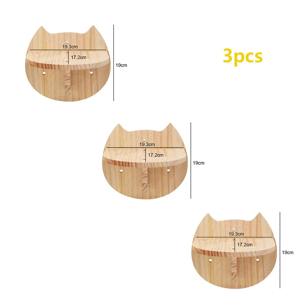 Wall Mounted Cat Wall Climbing Furniture Cat Corner Guardrail Steps and Platform Scratching Posts For Cat Walking and Playing